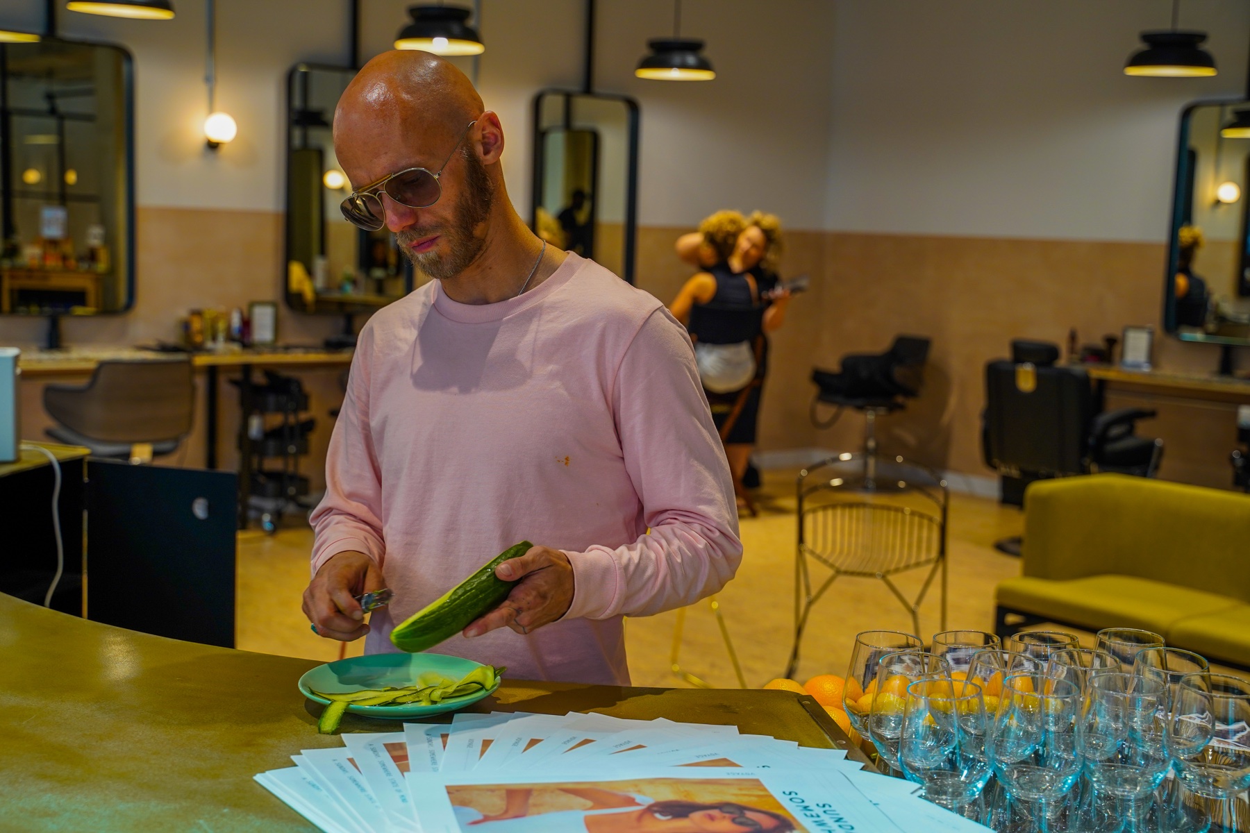 Event refreshments being prepared inside the salon
