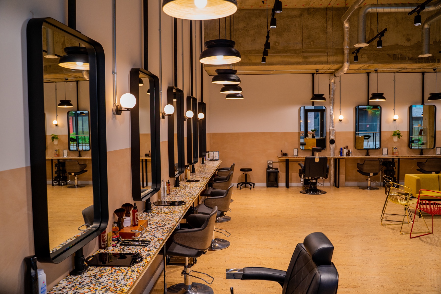 Spacious commercial interior photographed from an architectural angle