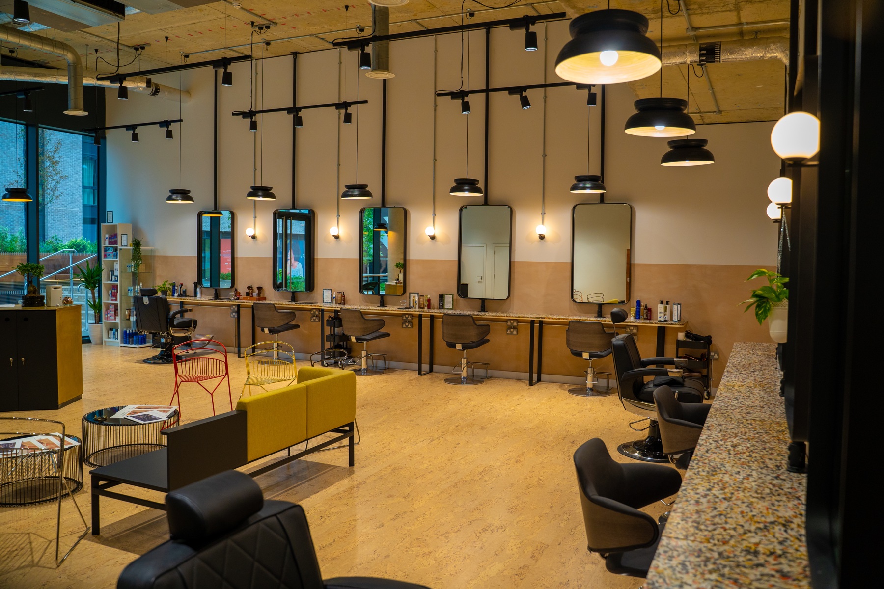 Commercial interior photographed to show its depth and full layout
