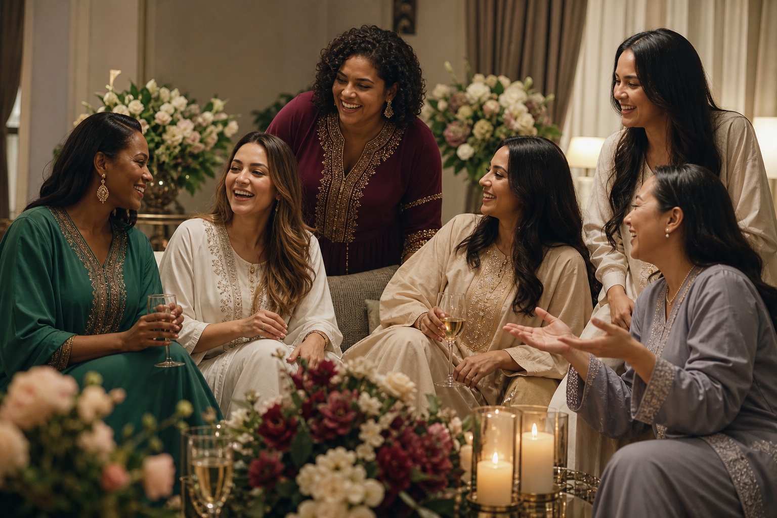Women sharing a joyful moment at a private celebration